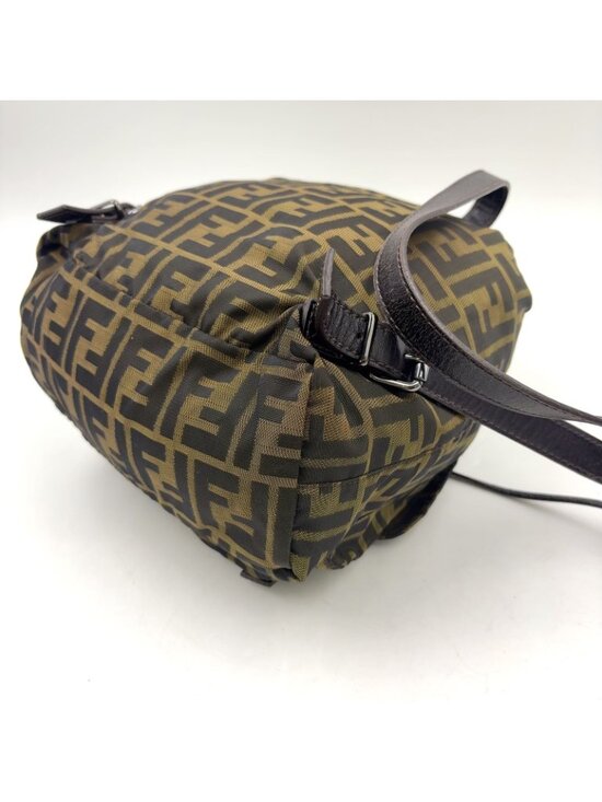 Fendi Zucca Leather Canvas Brown Backpack Silver main image 5